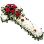 Based Cross With Red Rose