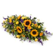 Purple &amp; Yellow Casket Spray