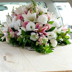 Pink &amp; White Casket Spray